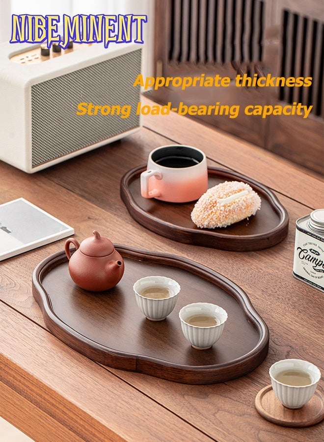 NIBEMINENT 2 Pcs/Set Bamboo & Recycled Wood Decorative Tray - Vintage Style Irregular Shape Tea Serving Tray with Lid, Perfect for Home, Office, Hotel, or Gift Decor, Ideal for Living Room, Bedroom, or Tea Parties, Tea Party Accessory | Decorative Tray | Bamboo Material, Tea Tray - Image 5